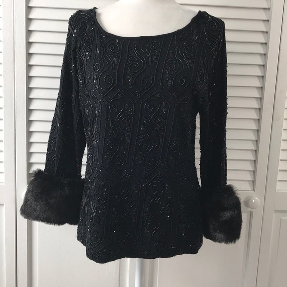 TAKAKO SAKON Black Beaded Embroidered Sweater - Picture 1 of 7
